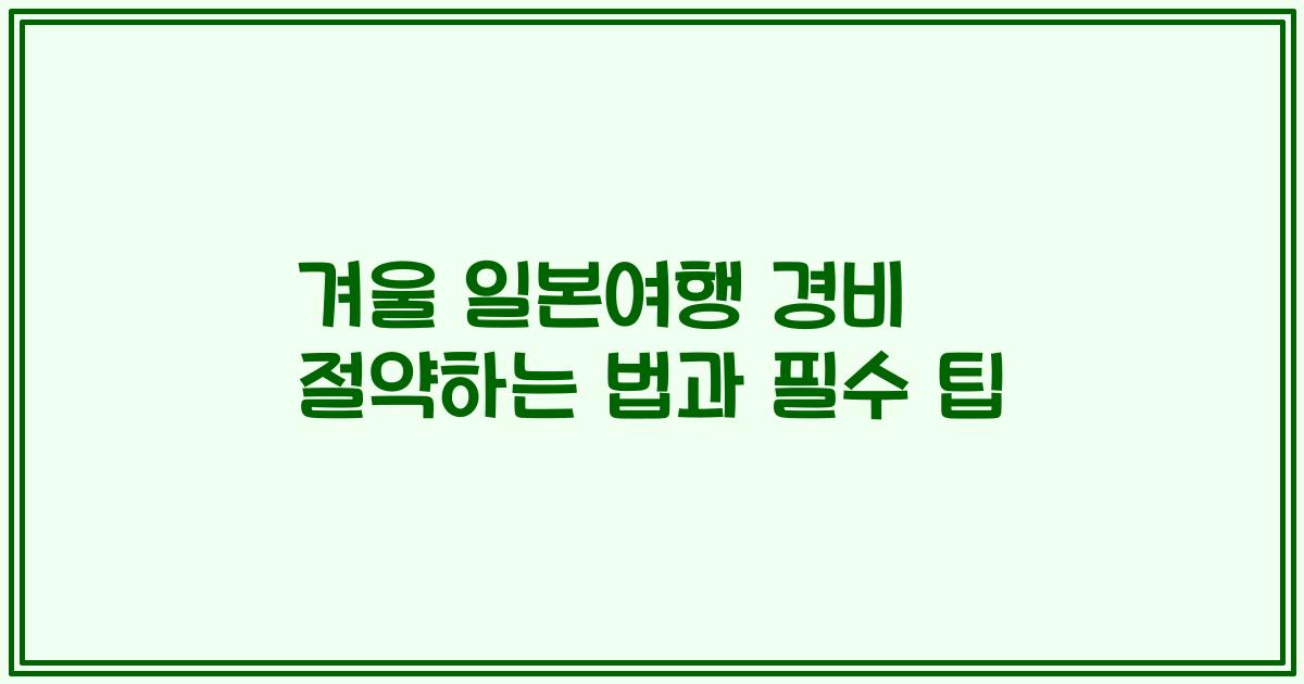 겨울 일본여행 경비 절약하는 법과 필수 팁