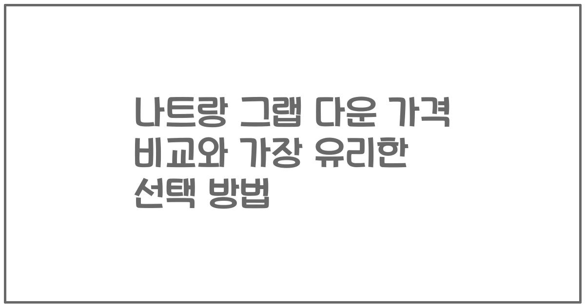나트랑 그랩 다운 가격 비교와 가장 유리한 선택 방법